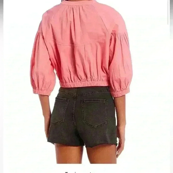 NWT CIRCUS NY JACKLYN WOVEN BUTTON FRONT BANDED COLLAR TOP - Picture 3 of 6